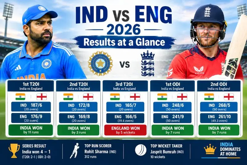 ind vs eng 2026 results at a glance